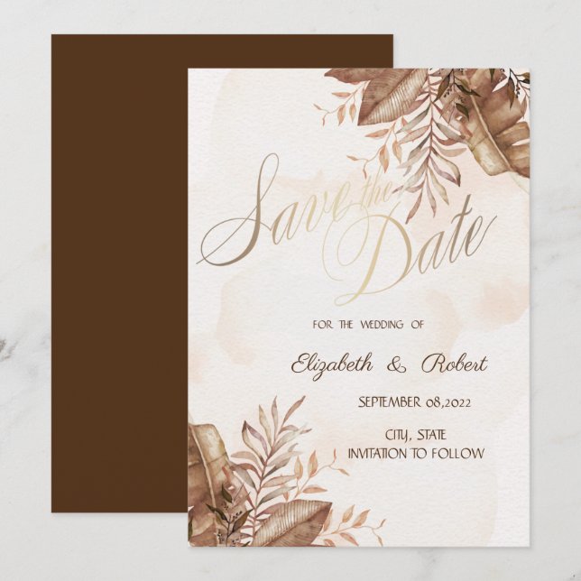Exotic Autumn Floral Save The Date (Front/Back)