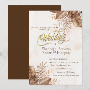 Exotic Autumn Flowers Wedding  Invitation