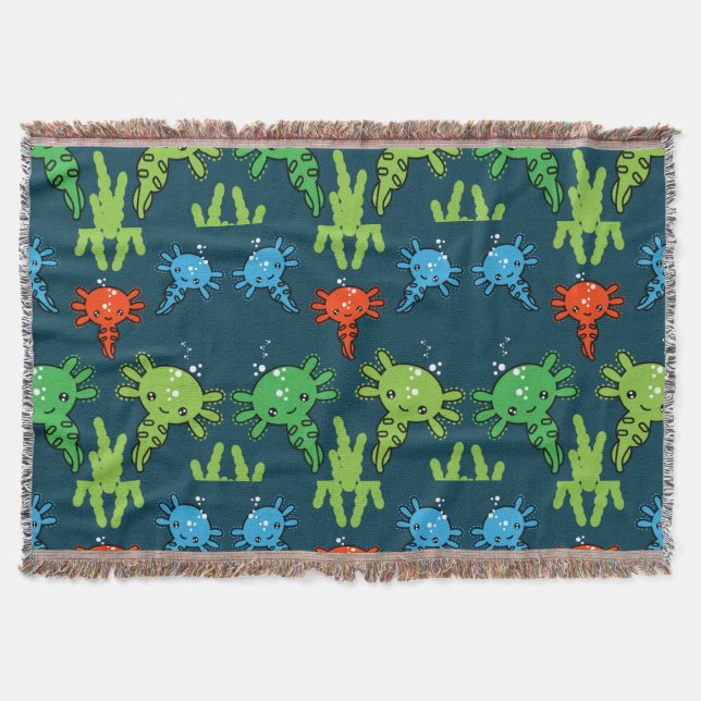 Exotic Axototl Salamander Throw Blanket (Front)