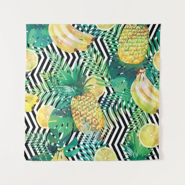 Exotic Bananas Lemons Tropical Seamless Tapestry (Front)