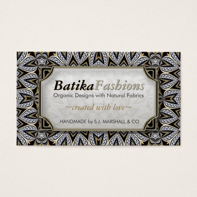 Exotic Batika Fashion Modern Tribal Business Cards (Front)