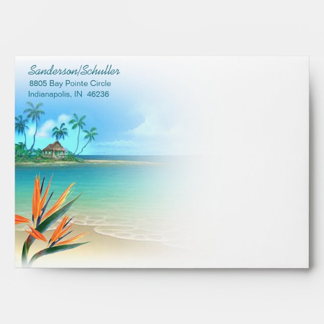Exotic Beach A7 Invitation Envelope (7.25"x5.25") (Front)