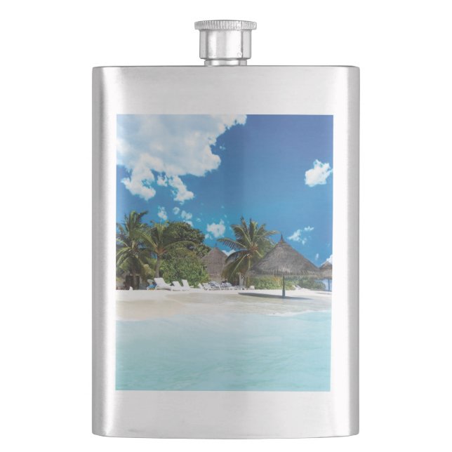 Exotic Beach  Hip Flask (Front)