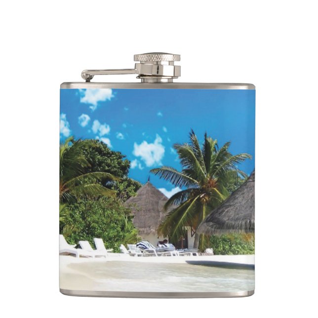 Exotic Beach  Hip Flask (Front)