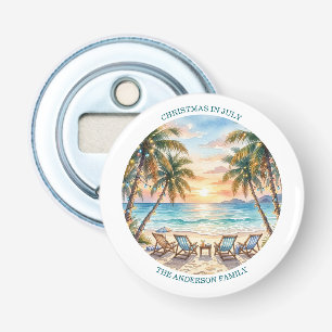 Exotic Beach Palm Trees Christmas in July Bottle Opener
