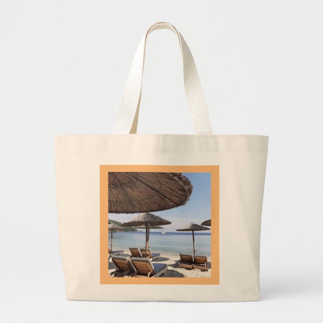 Exotic beach scene. Skiathos. Large Tote Bag (Front)