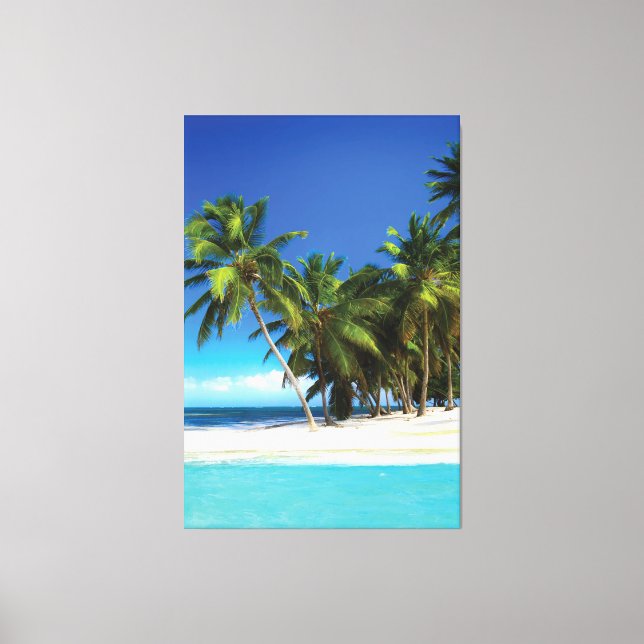Exotic beach throw pillow canvas print (Front)