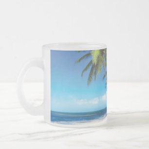 Exotic beach throw pillow frosted glass coffee mug