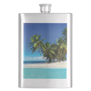 Exotic beach throw pillow hip flask