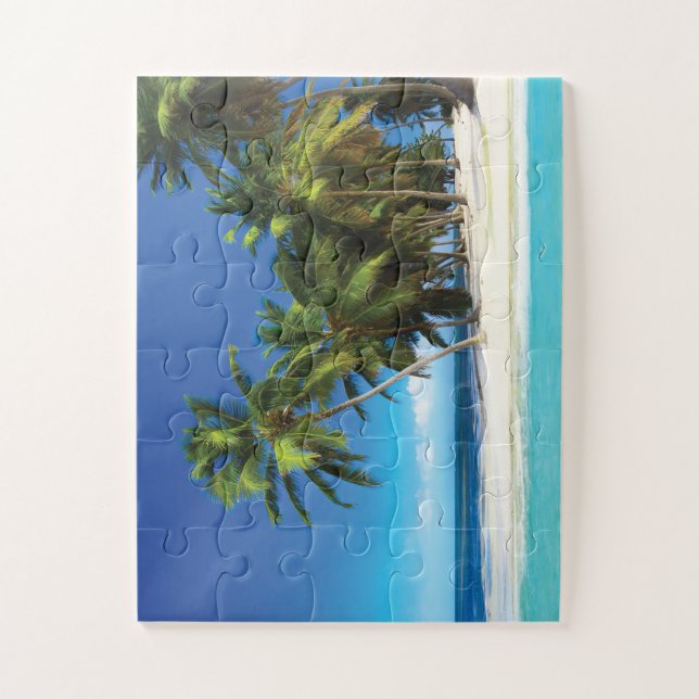 Exotic beach throw pillow jigsaw puzzle (Vertical)