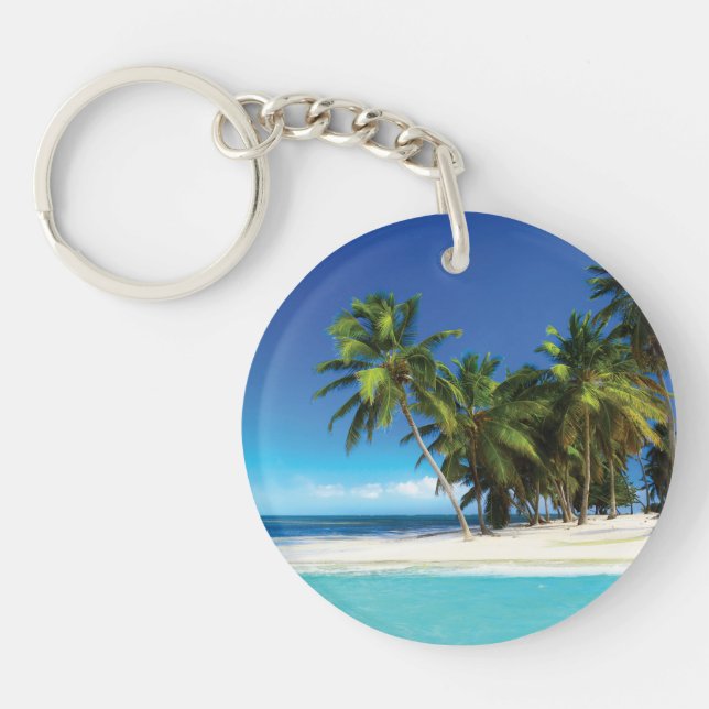 Exotic beach throw pillow key ring (Front)