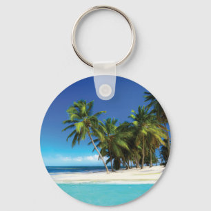 Exotic beach throw pillow key ring