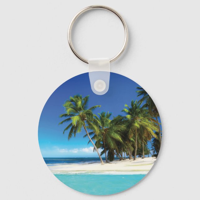 Exotic beach throw pillow key ring (Front)