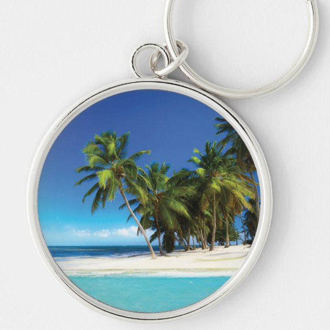 Exotic beach throw pillow key ring (Front)