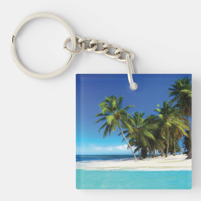 Exotic beach throw pillow key ring (Front)