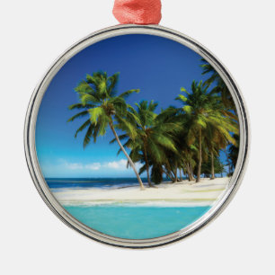 Exotic beach throw pillow metal tree decoration