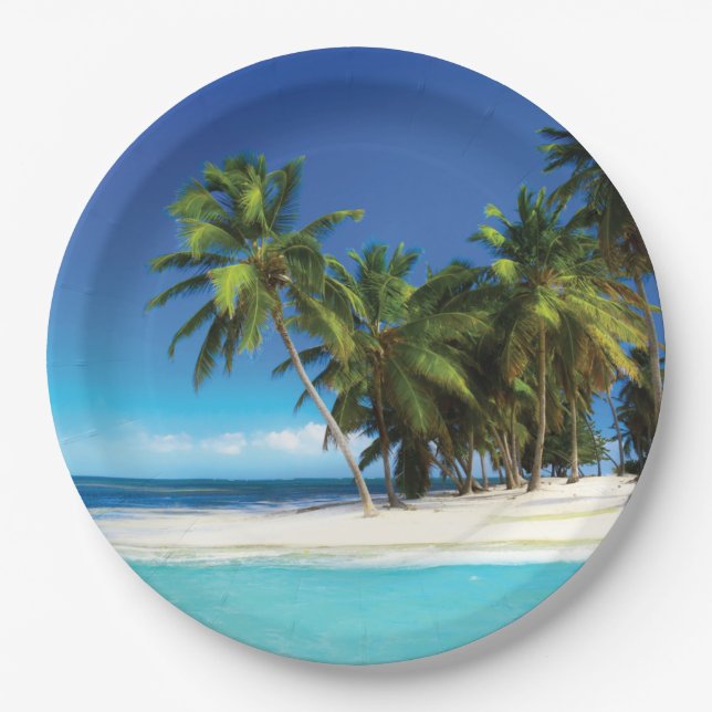 Exotic beach throw pillow paper plate (Front)