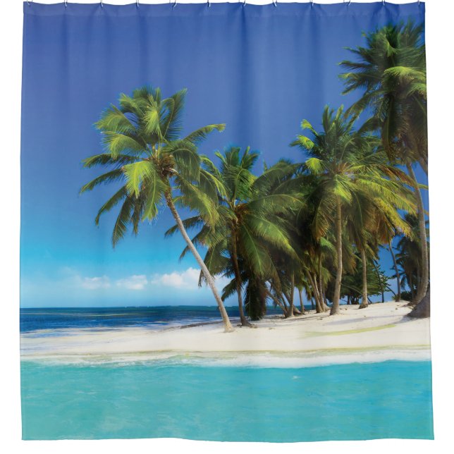 Exotic beach throw pillow shower curtain (Front)