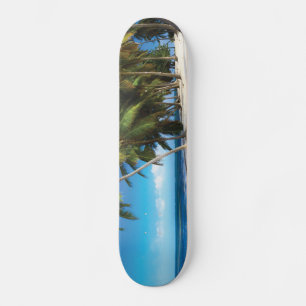 Exotic beach throw pillow skateboard
