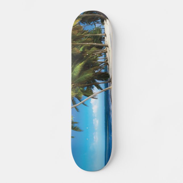 Exotic beach throw pillow skateboard (Front)