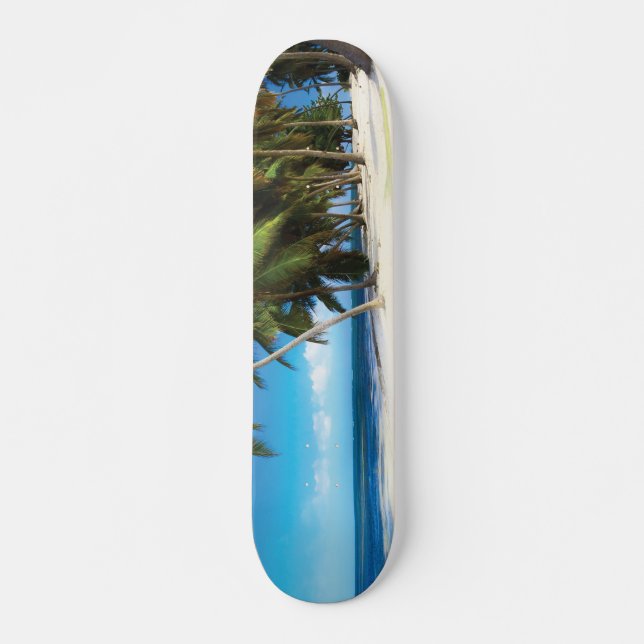 Exotic beach throw pillow skateboard (Front)