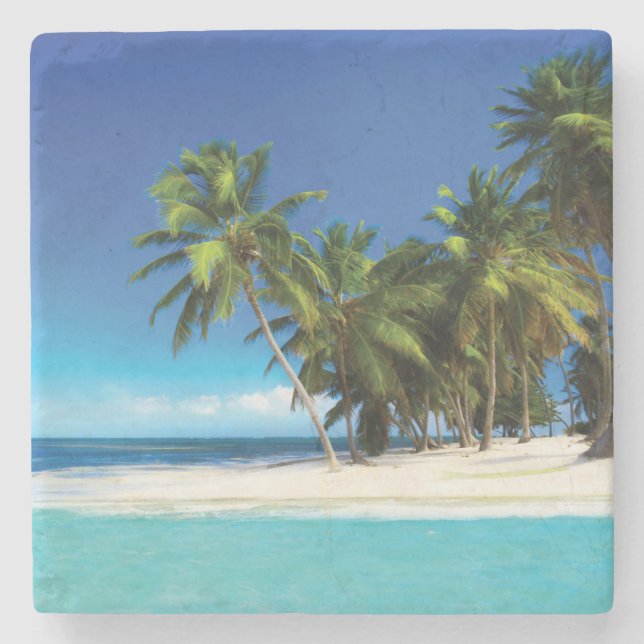 Exotic beach throw pillow stone coaster (Front)