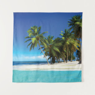 Exotic beach throw pillow tapestry