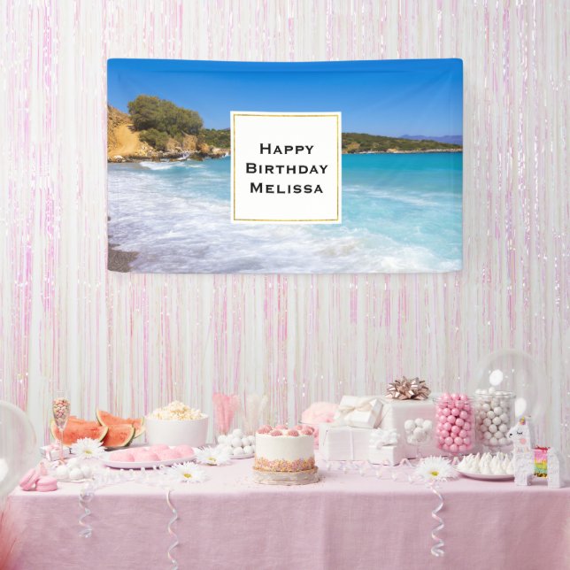 Exotic Beach Tropical Island Paradise Birthday Banner (Party)