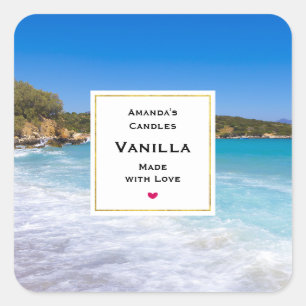 Exotic Beach Tropical Island Paradise Candle Craft Square Sticker