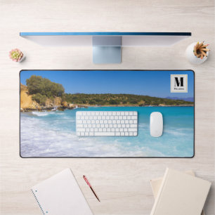 Exotic Beach Tropical Island Paradise Monogram Desk Mat
