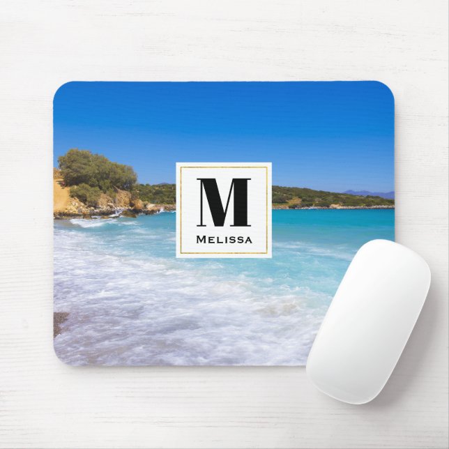 Exotic Beach Tropical Island Paradise Monogram Mouse Mat (With Mouse)