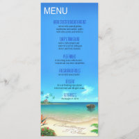 Exotic Beach Wedding Menu ask about names in sand