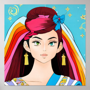 Exotic Beautiful Anime Woman, Haute Couture Poster