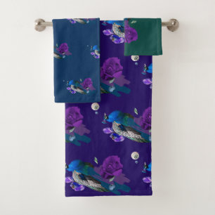 Exotic Bird Design Bath Towel Set