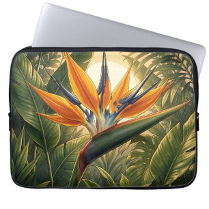 Exotic Bird of Paradise Tropical Jungle Sunset Laptop Sleeve