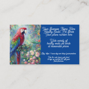 Exotic Bird Sales Shop Sales Etsy Parrot Cockatoo Business Card