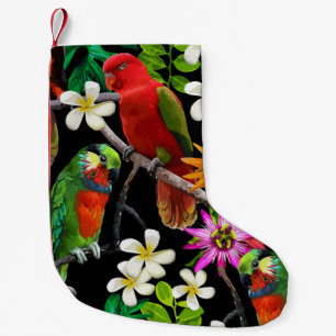 exotic birds and beautiful flowers small christmas stocking