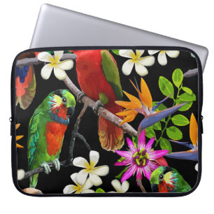Exotic Birds Beautiful Flowers Pattern Laptop Sleeve