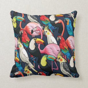 Exotic birds cushion