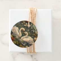 Exotic Birds Fantasy Antique Botanical Swans