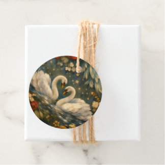 Exotic Birds Fantasy Antique Botanical Swans Favour Tags