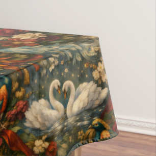 Exotic Birds Fantasy Antique Botanical Tablecloth