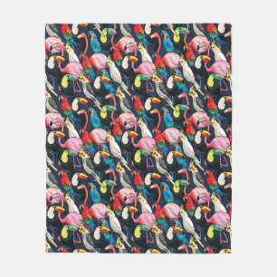 Exotic birds fleece blanket