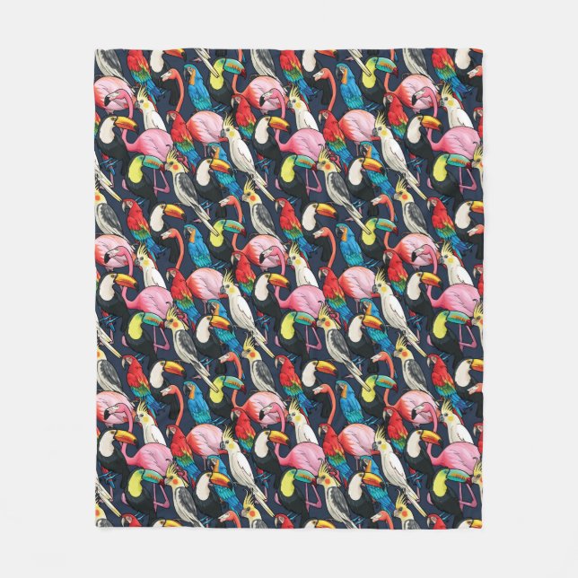 Exotic birds fleece blanket (Front)