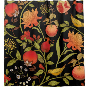 Exotic Birds Flowers Vintage Illustration Shower Curtain
