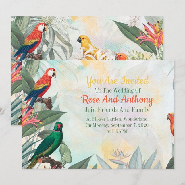 Exotic Birds Invitation (Front/Back)