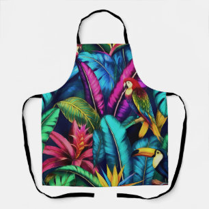 Exotic Birds Jungle Dreams Seamless Surface Patter Apron