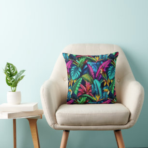 Exotic Birds Jungle Dreams Seamless Surface Patter Cushion