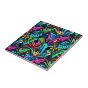 Exotic Birds Jungle Dreams Seamless Surface Patter Tile