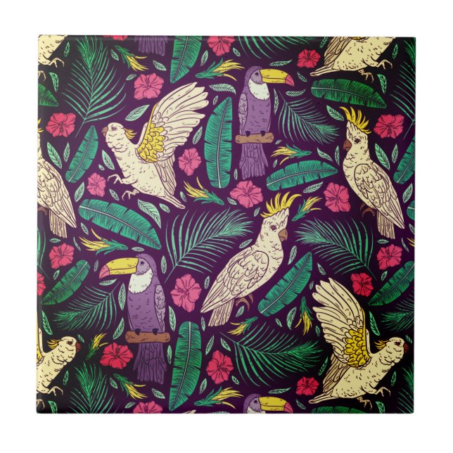 Exotic birds of paradise pattern   tile (Front)
